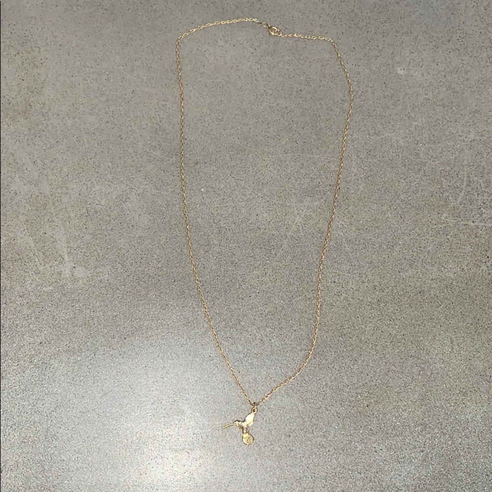 12K gold necklace with hummingbird